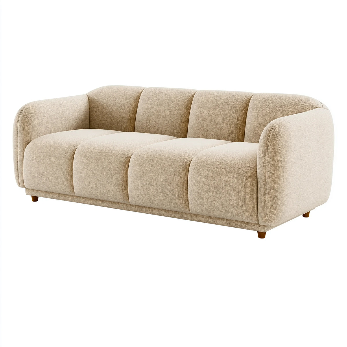 Canapé 3 places 220 x 95 x 80 cm en tissu bouclette beige pour salon style contemporain