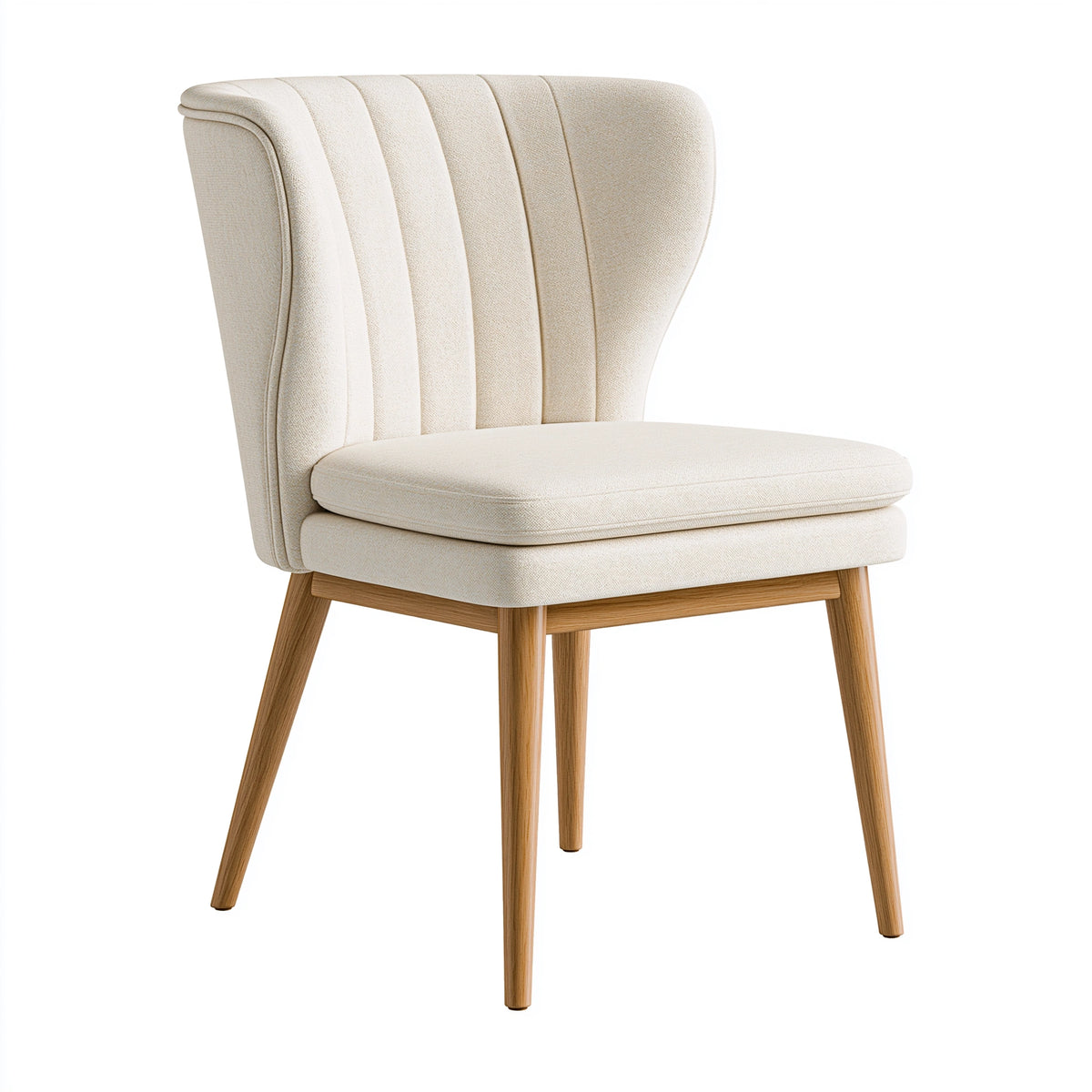 Chaise 58 x 62 x 82 cm en tissu bouclé écru et bois style contemporain
