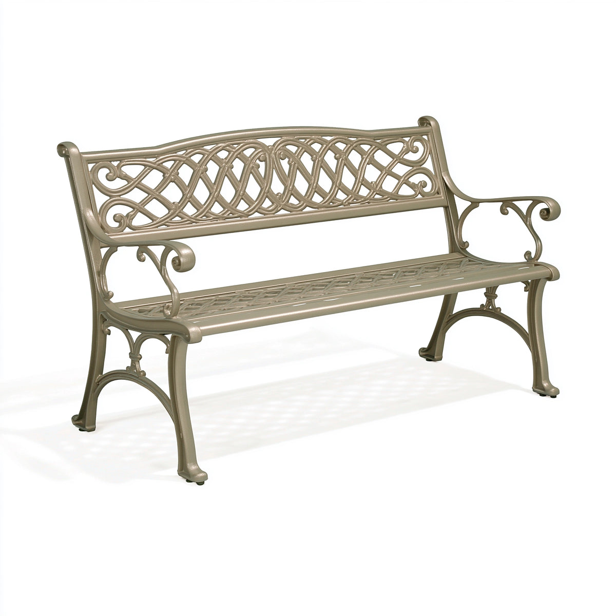 Banc de jardin 150 cm en aluminium beige style classique ajouré