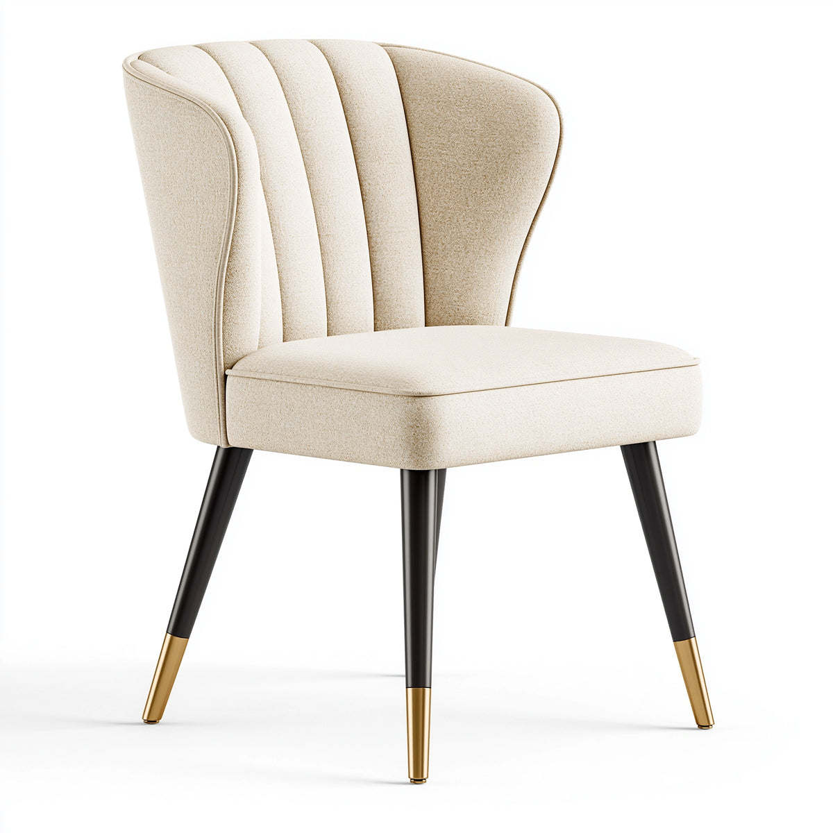 Chaise de salle à manger 56 x 62 x 87 cm en tissu bouclette beige - pieds métalliques style contemporain