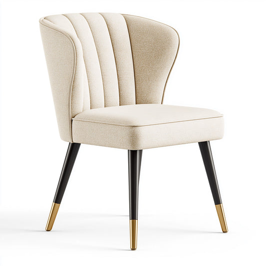 Chaise de salle à manger 56 x 62 x 87 cm en tissu bouclette beige - pieds métalliques style contemporain