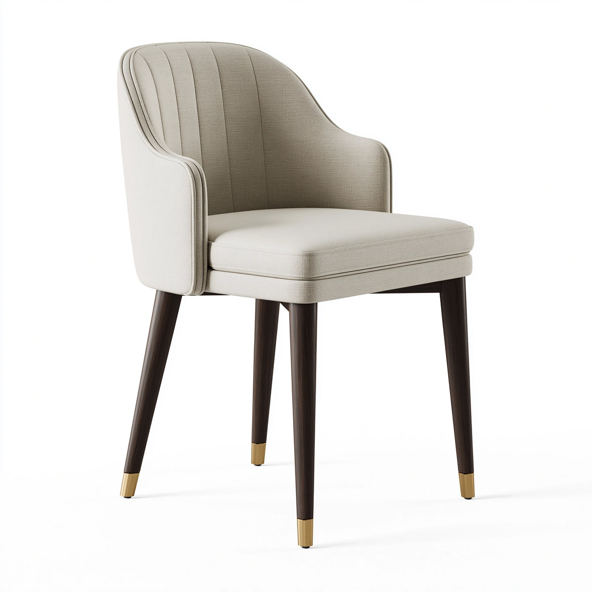 Chaise de salle à manger 60 x 62 x 90 cm en tissu beige avec pieds en bois foncé style contemporain