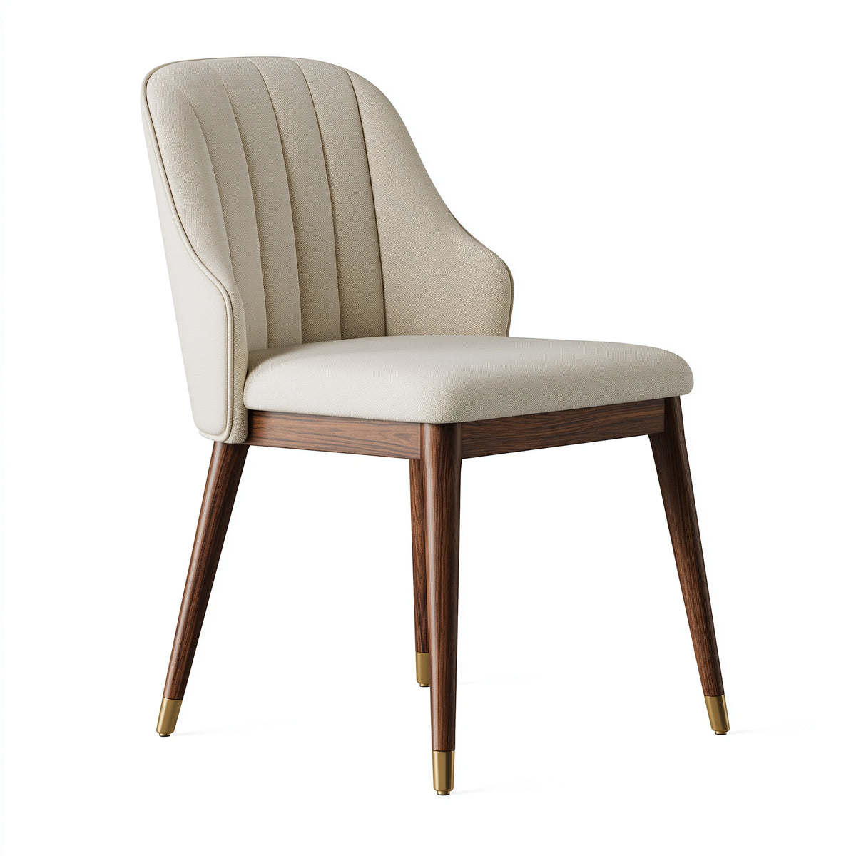 Chaise de salle à manger 58 x 62 x 88 cm en tissu beige avec pieds en bois style contemporain