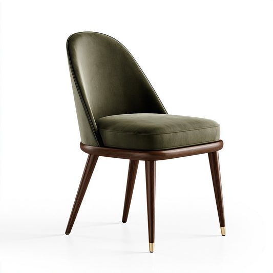 Chaise de salle à manger 52 x 60 x 86 cm en tissu vert et bois style contemporain