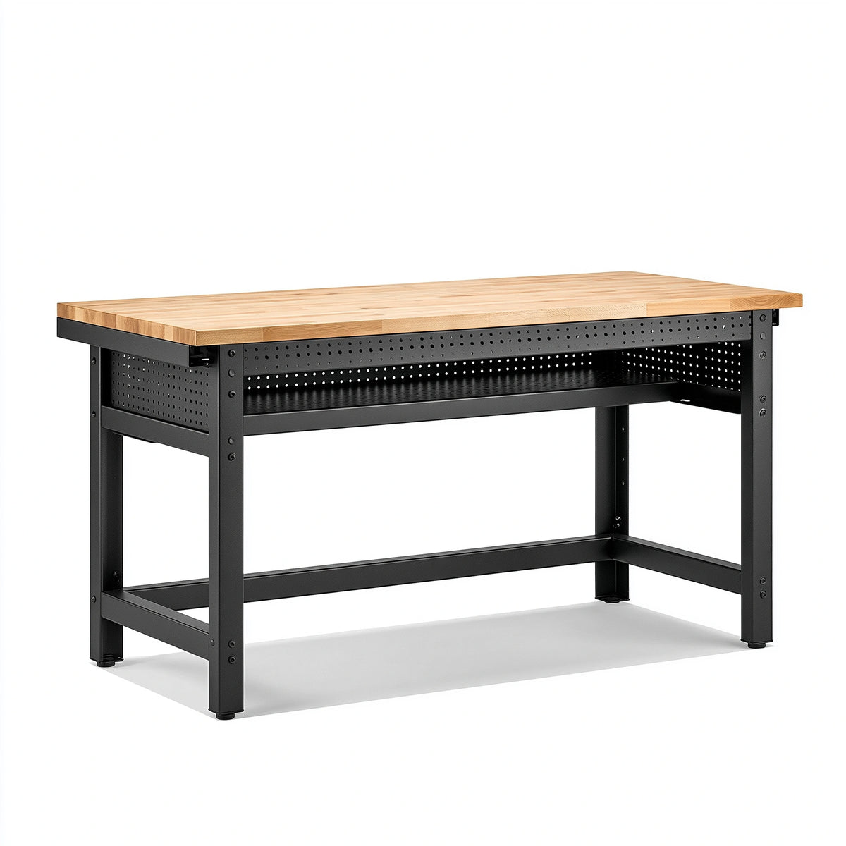 Établi 120 x 60 x 90 cm en bois et métal noir - table de travail style industriel avec rangement