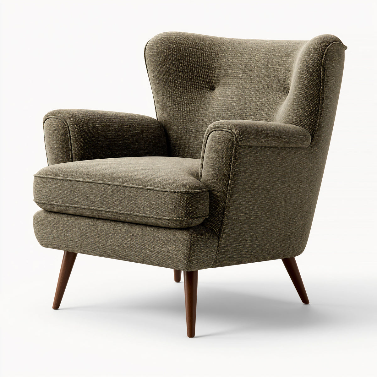 Fauteuil 82 x 85 x 105 cm en tissu taupe avec pieds en bois style classique