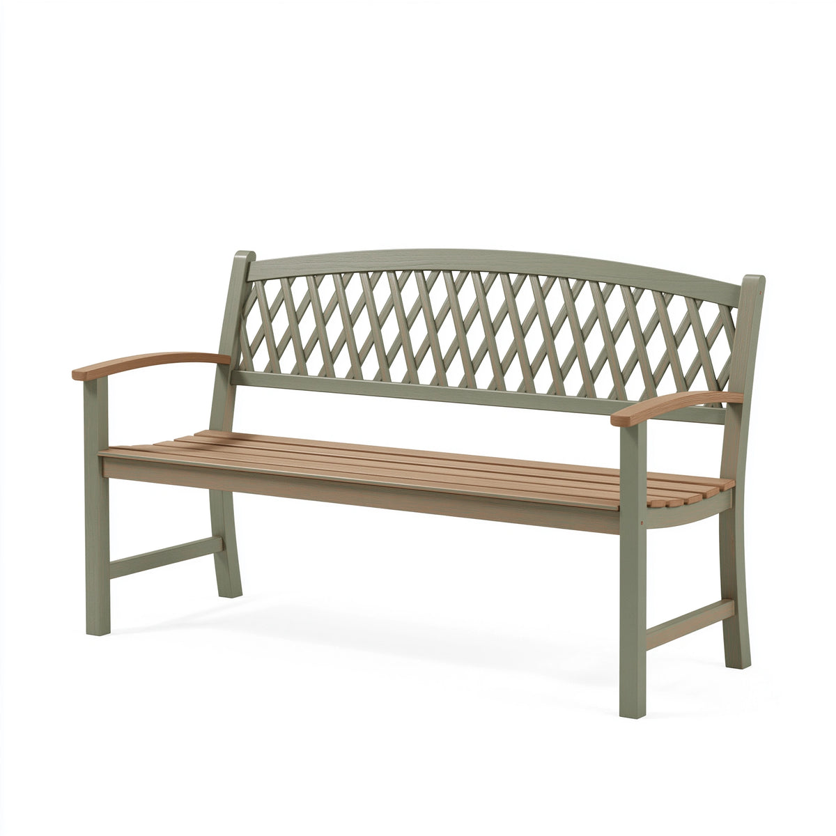 Banc de jardin 150 cm en bois vert et naturel à dossier ajouré