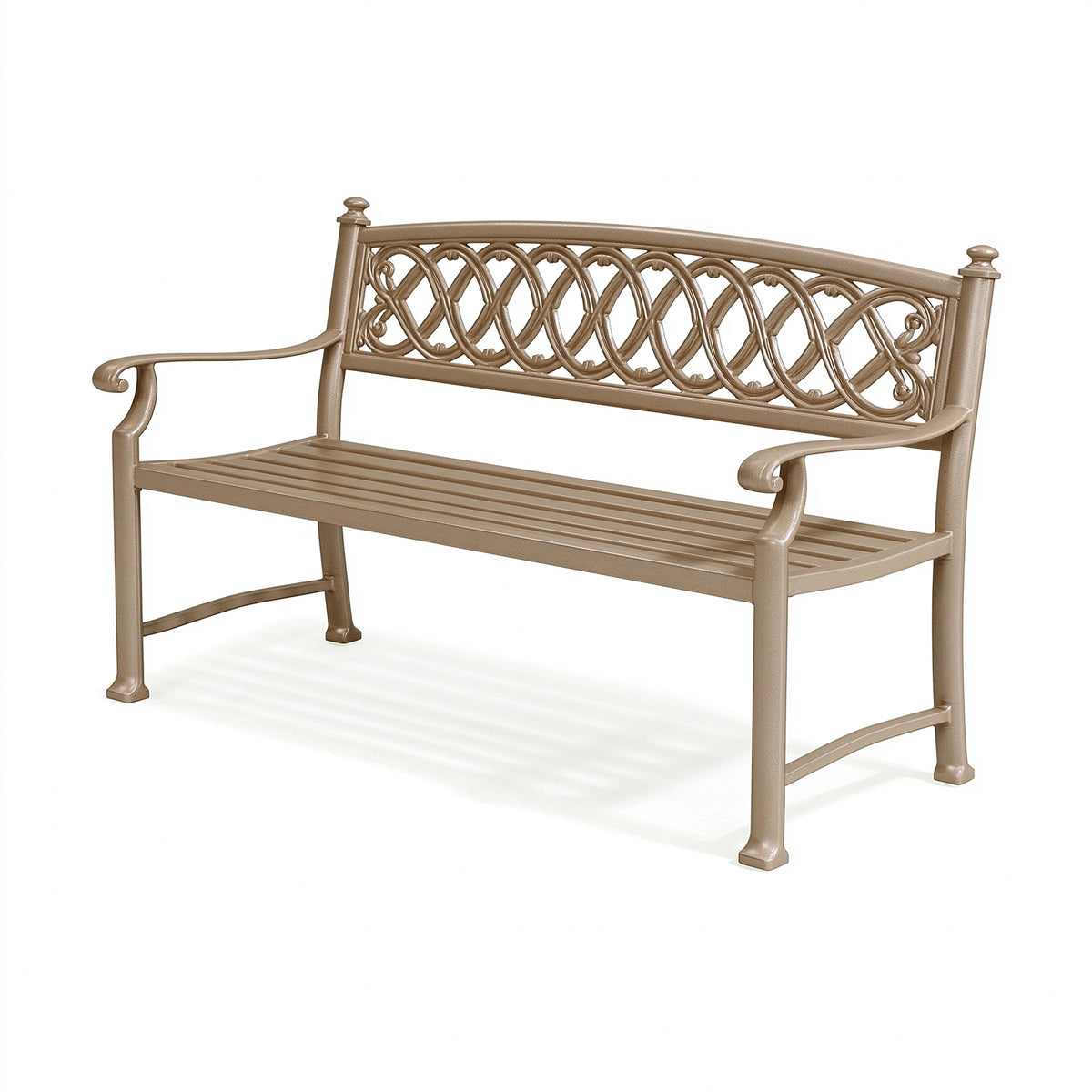 Banc de jardin 122 cm x 61 cm x 91 cm en métal bronze à dossier ajouré classique